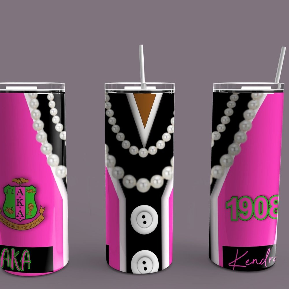 AKA Personalized 20 oz Tumbler Pearls and Sweater Design Gift